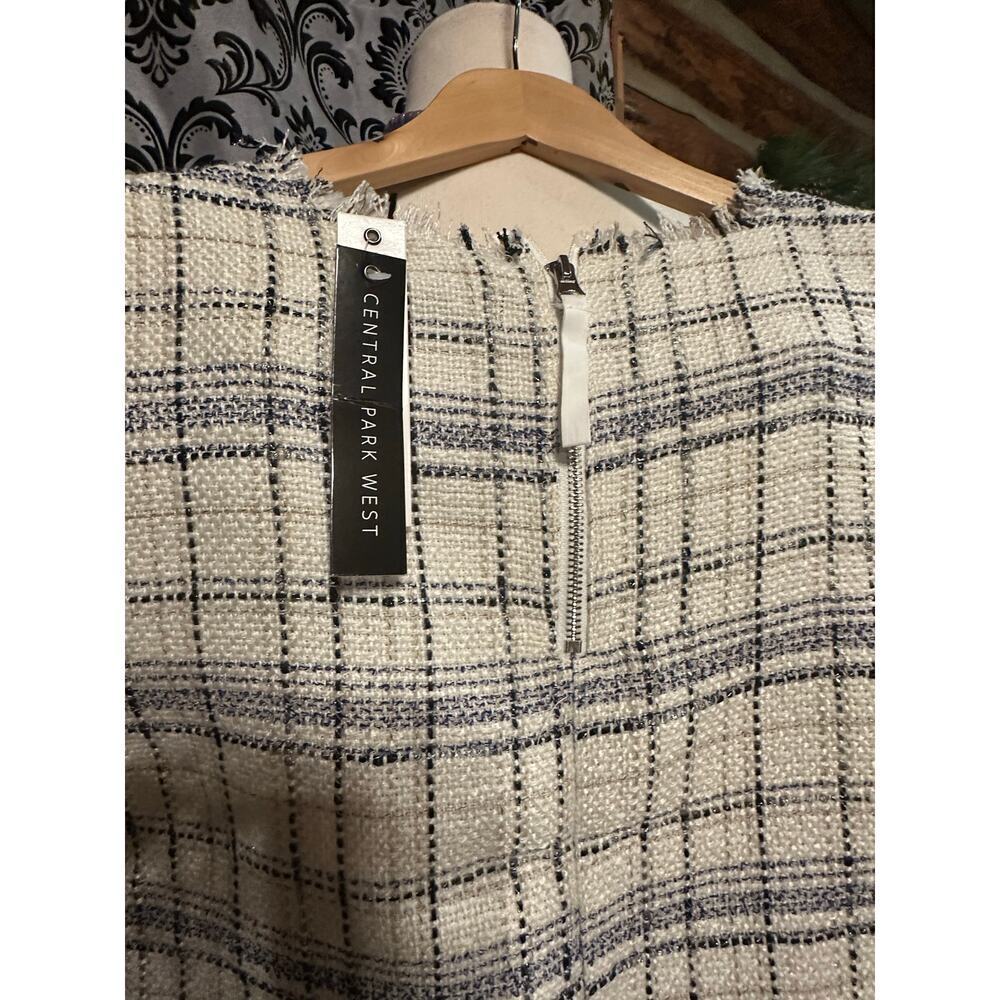 Central Park West Blue & Cream Harper Tweed Cropped Blouse MSRP $165 - Picture 7 of 9